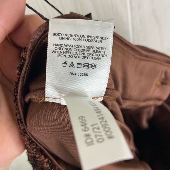 Express Women's Brown High Waisted Sequin Pleated Cropped Trouser Pants Small - Picture 7 of 9